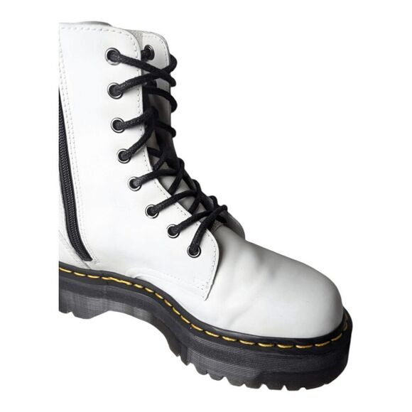 DR. MARTENS Jadon White Smooth Leather Combat Boot Size M9/W10 - Picture 13 of 13